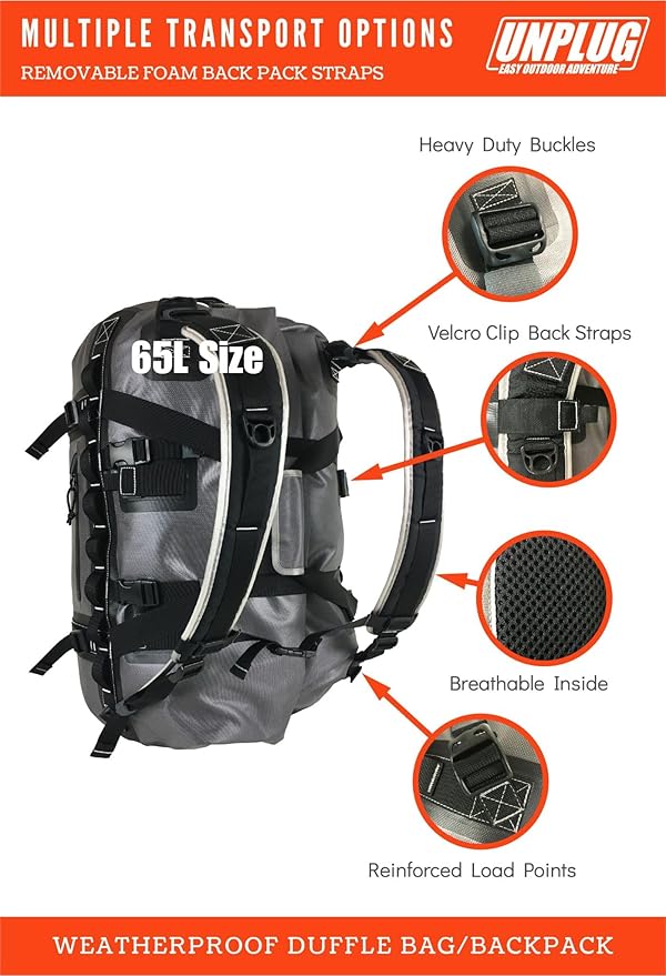 UNPLUG Waterproof Bags for Travel -1680D Heavy Duty Waterproof Duffel Bag for