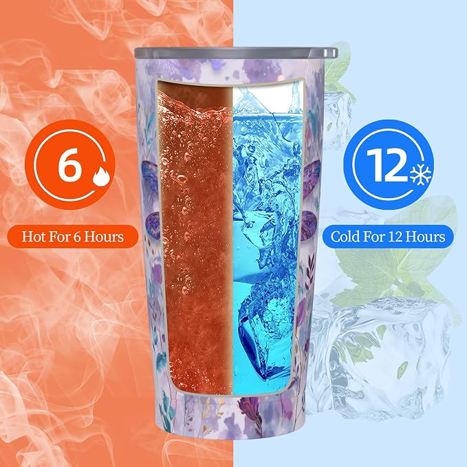 Dragonfly Tumbler with Lid and Straw 20oz Vacuum Insulated Coffee Cup Stainless Steel Tumblers Leakproof Travel Mug Present for Women Men