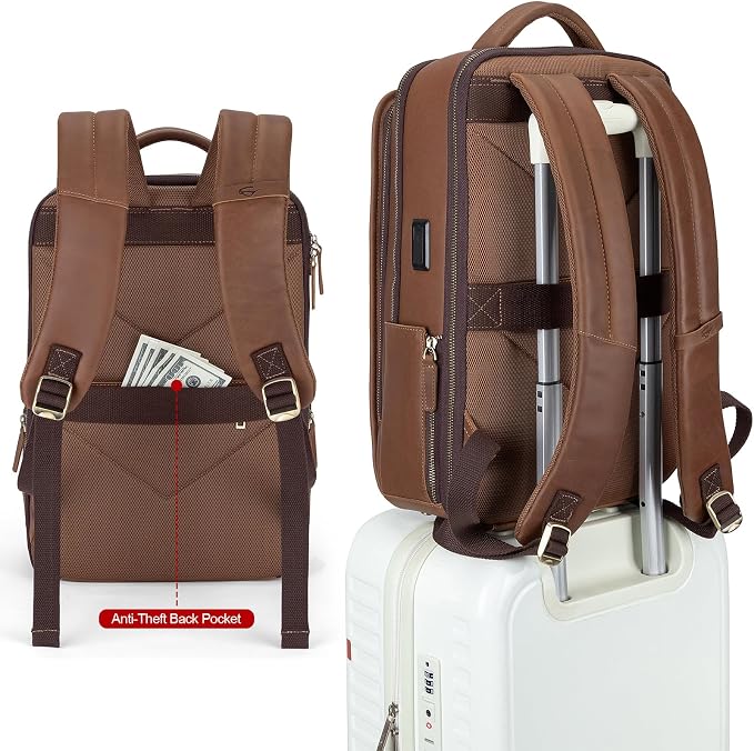 Tzowla Leather Laptop Backpack, Bag