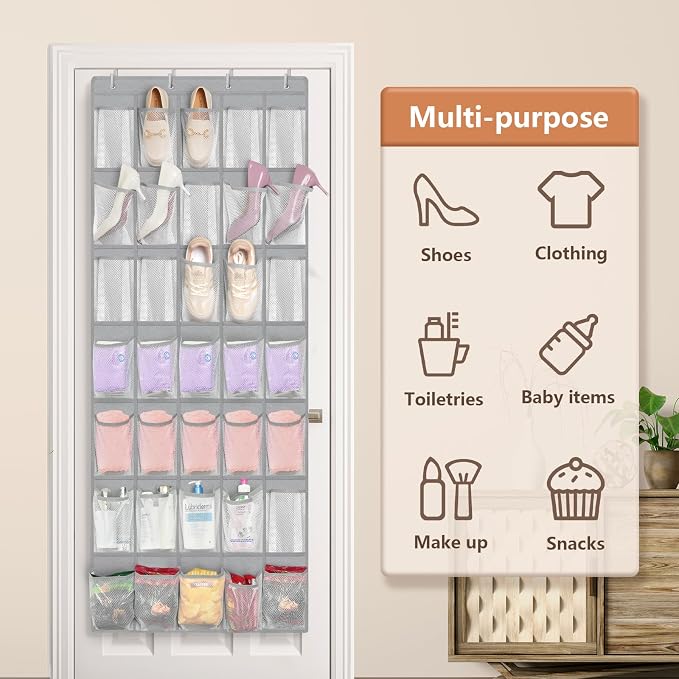 FENTEC 35 Large Pockets Over The Door Shoe Organizer, Mesh Hanging Shoe