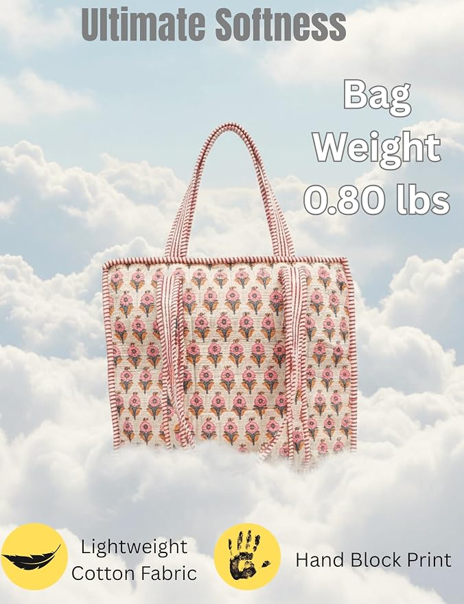 Cotton Quilted Tote Bag for Women – Large Beach & Travel Tote