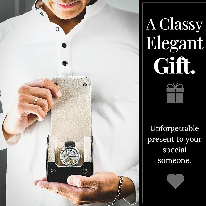 Black/Ivory - 1 Watch Travel Case