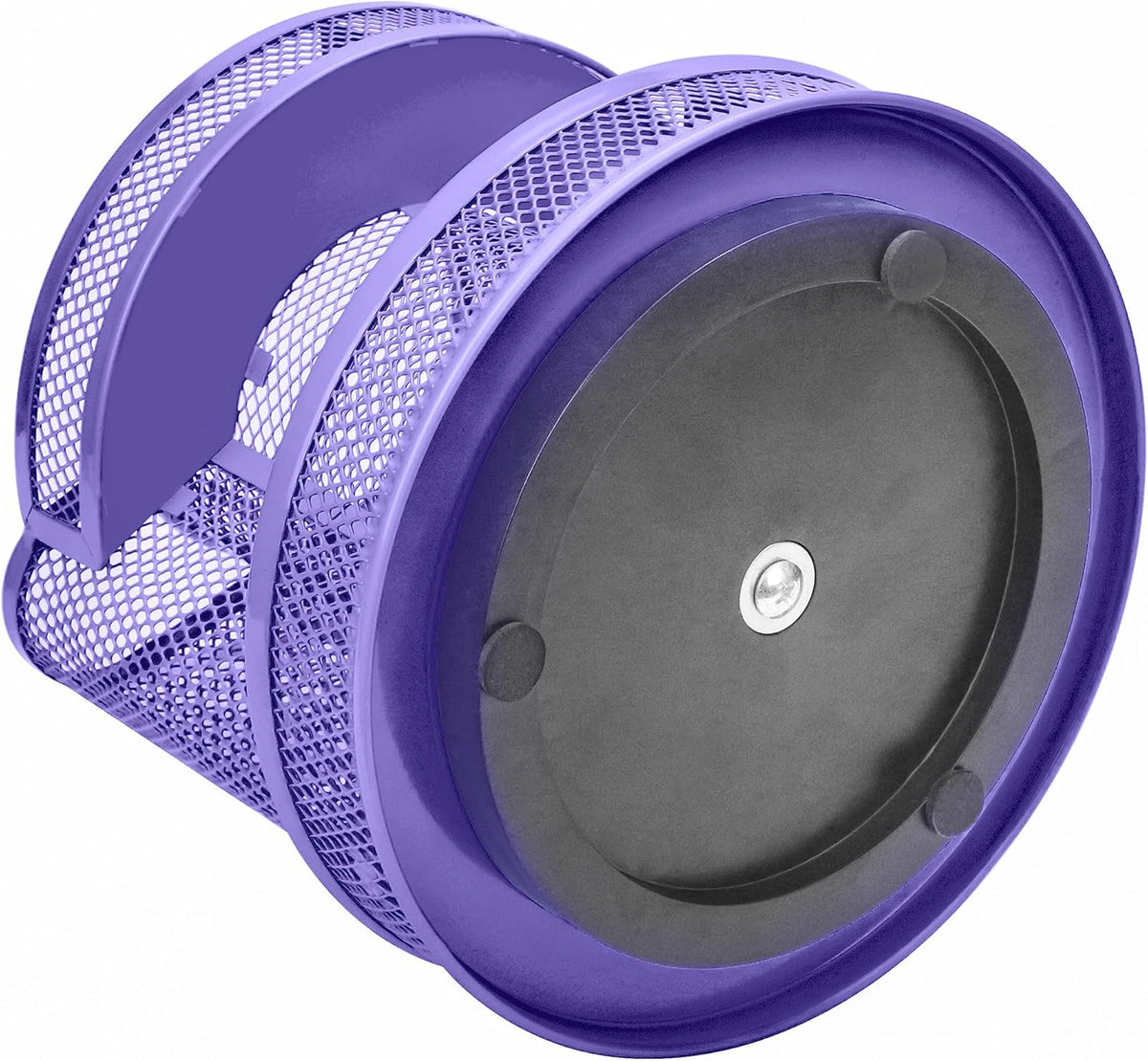 Annova Mesh Desk Organizer Rotate with 5 Compartments Round Spinning Tidy Candy/Pen Holder Desk Accessories Office, Art Supply, Storage, Classroom, Home (Purple)