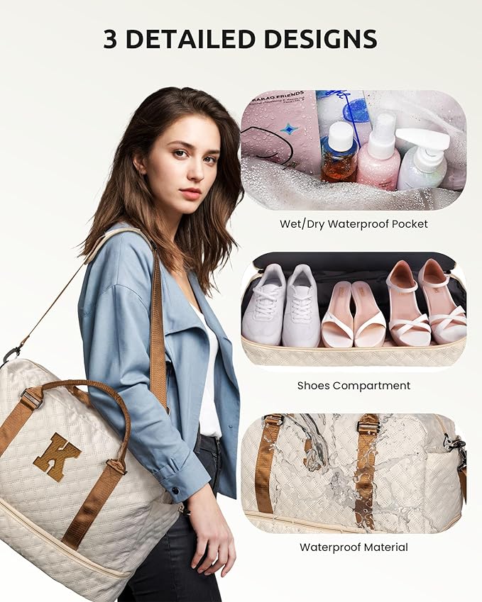 Initial Duffle Travel Bag, Personalized Weekender Bag