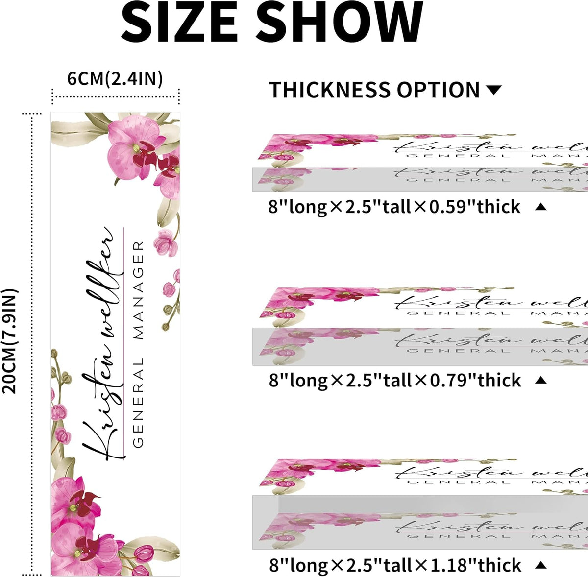 Desk Name Plate Personalized, Premium Butterfly Orchid Acrylic Desk Name Plate, Personalized Name Plate for Desk, Office Decor for Women or Men Coworkers, Boss, Employee, Teacher