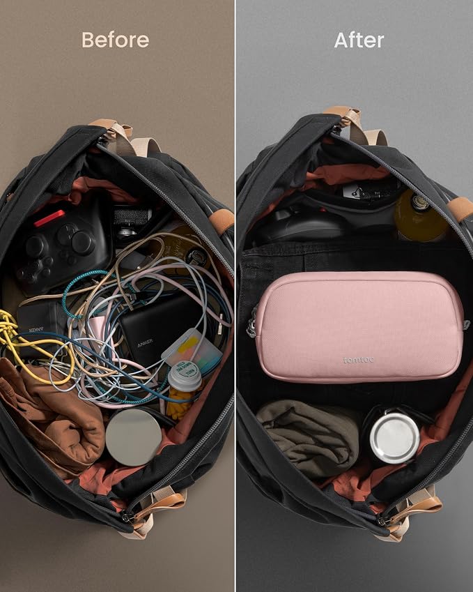 tomtoc Electronics Organizer Travel Case, Water Resistant Travel Bag Cable