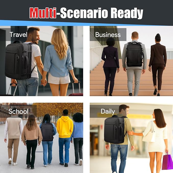 55L Extra Large Travel Backpack, Expandable 50L - 60L Carry On Backpack
