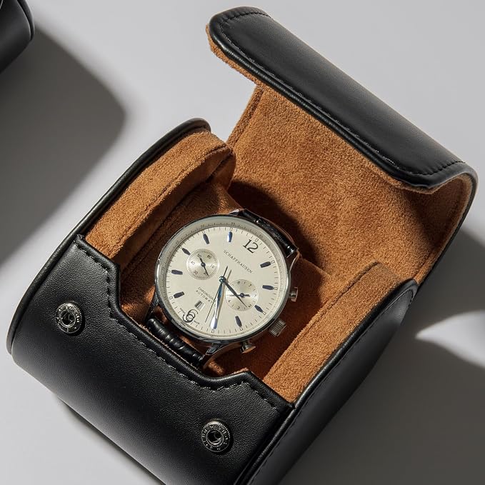 Oirlv Premium Leather Watch Roll Travel Case Single Watch Box