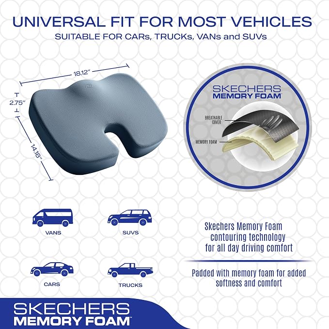 Skechers Memory Foam Seat Cushion, Office Chair Cushion