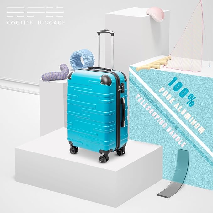 Coolife Luggage Suitcase Carry-on Hardside Travel Luggage TSA Lock Spinner