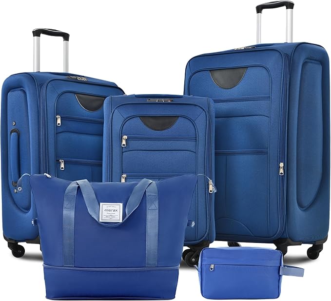 Merax Softside Luggage Set Softshell Lightweight 3 Piece Spinner Suitcase