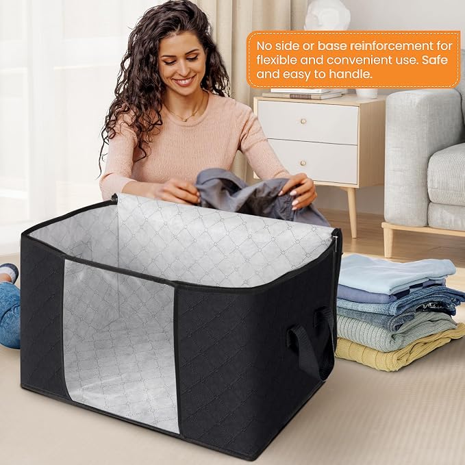 Fab totes 24 Gallons Clothes Storage, Foldable Thick Fabric Blanket Storage Bags