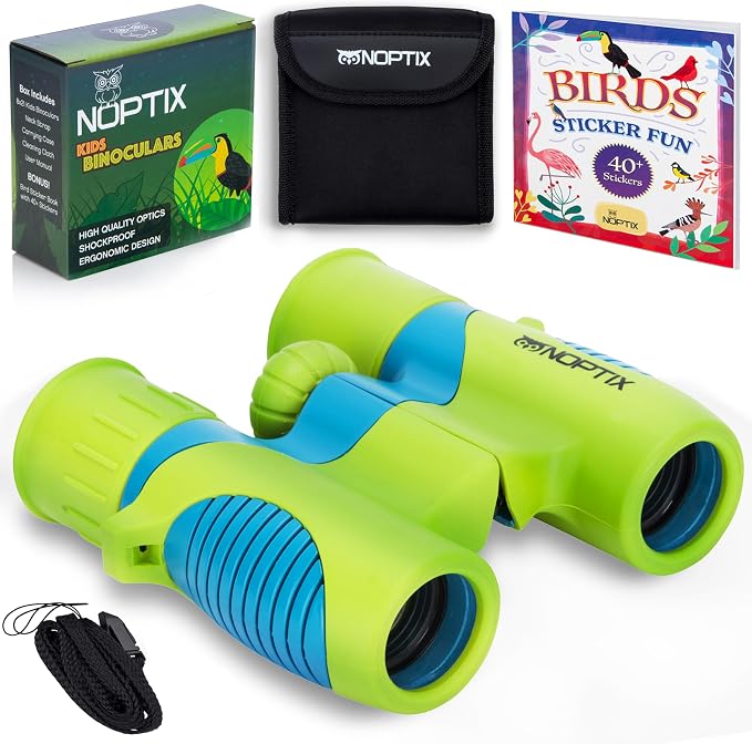 Binoculars for Kids, Girls or Boys Real Kids Binoculars in Vibrant Green Blue