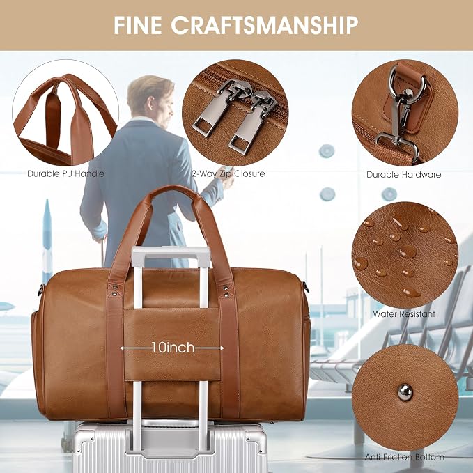Wogarl 3PCS Leather Weekender Bag