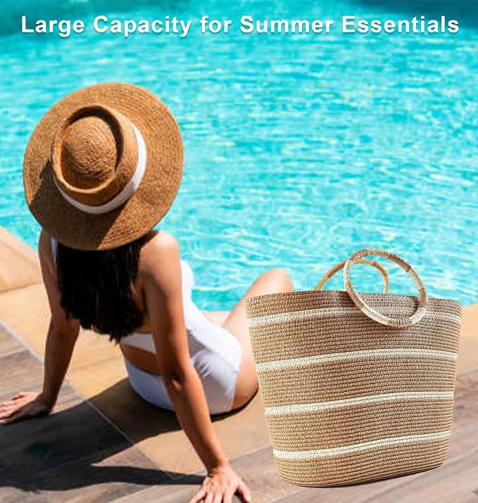 Beach Bags for Women Straw Tote Bag Summer Beach Bag Large Woven Straw Tote for