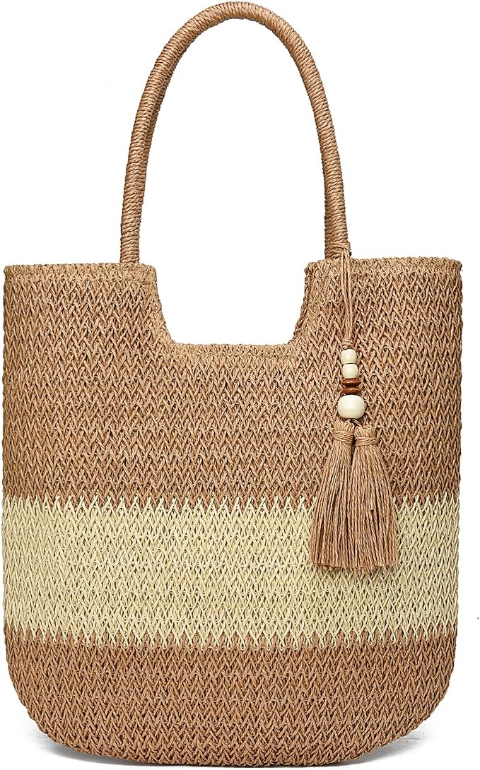 Straw Beach Bags for Women Woven Beach Tote Bag Casual Boho Large Shoulder