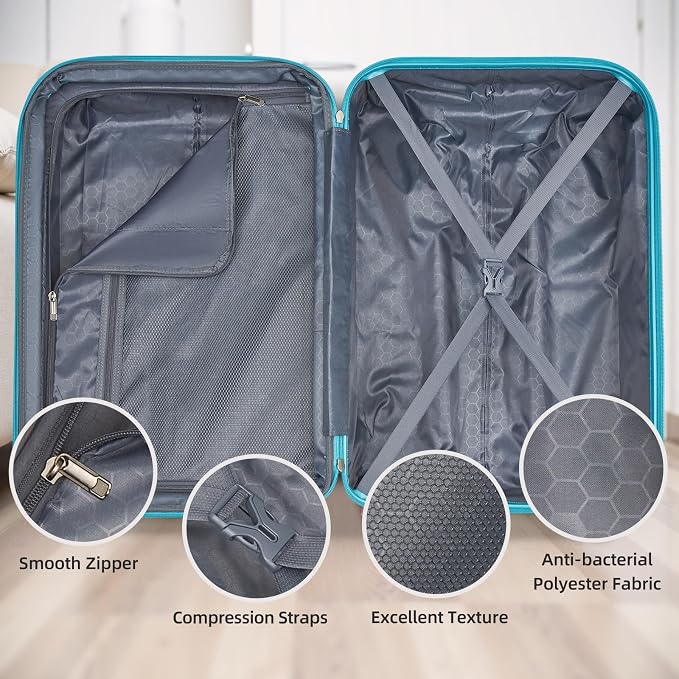 LARVENDER Luggage Sets 5 Piece Hardside Expandable Suitcase