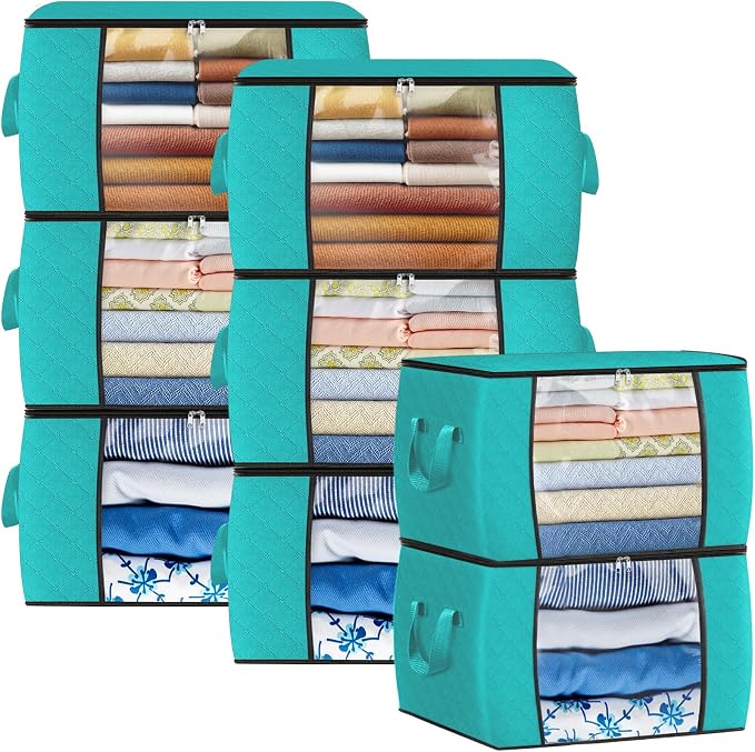 Fab totes 24 Gallons Clothes Storage, Foldable Thick Fabric Blanket Storage Bags