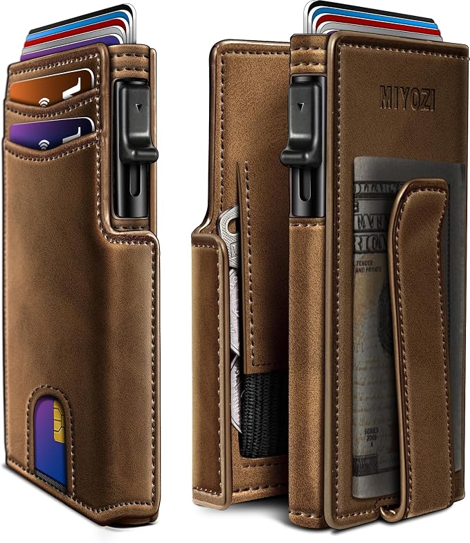 Men Wallet, with Money Clip Coins Pocket ID Window, Slim Front Pocket RFID