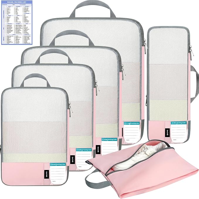 BAGAIL 6 Set/4 Set Lightweight Compression Packing Cubes