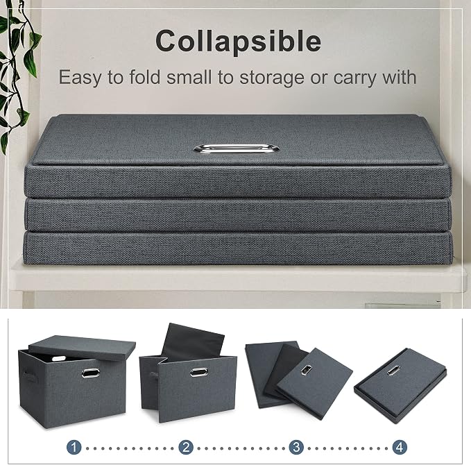 Large 17" 36 Quart Collapsible Stackable Storage Bins