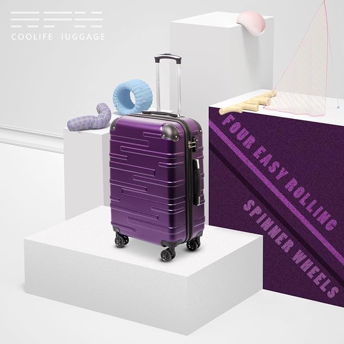 Coolife Luggage Expandable Suitcase 3 Piece Set
