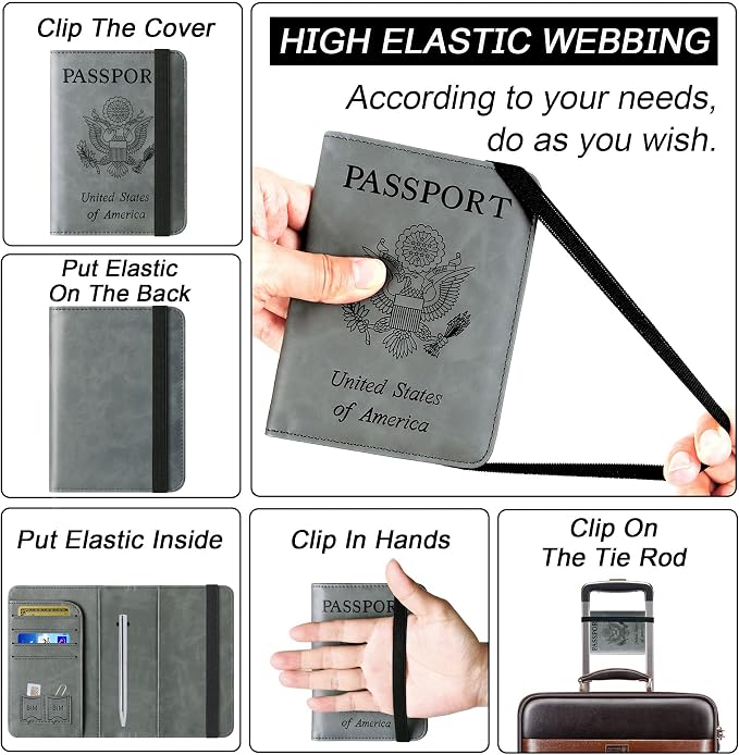 Passport Holder Cover Wallet Travel Essentials Leather Rfid Blocking Case