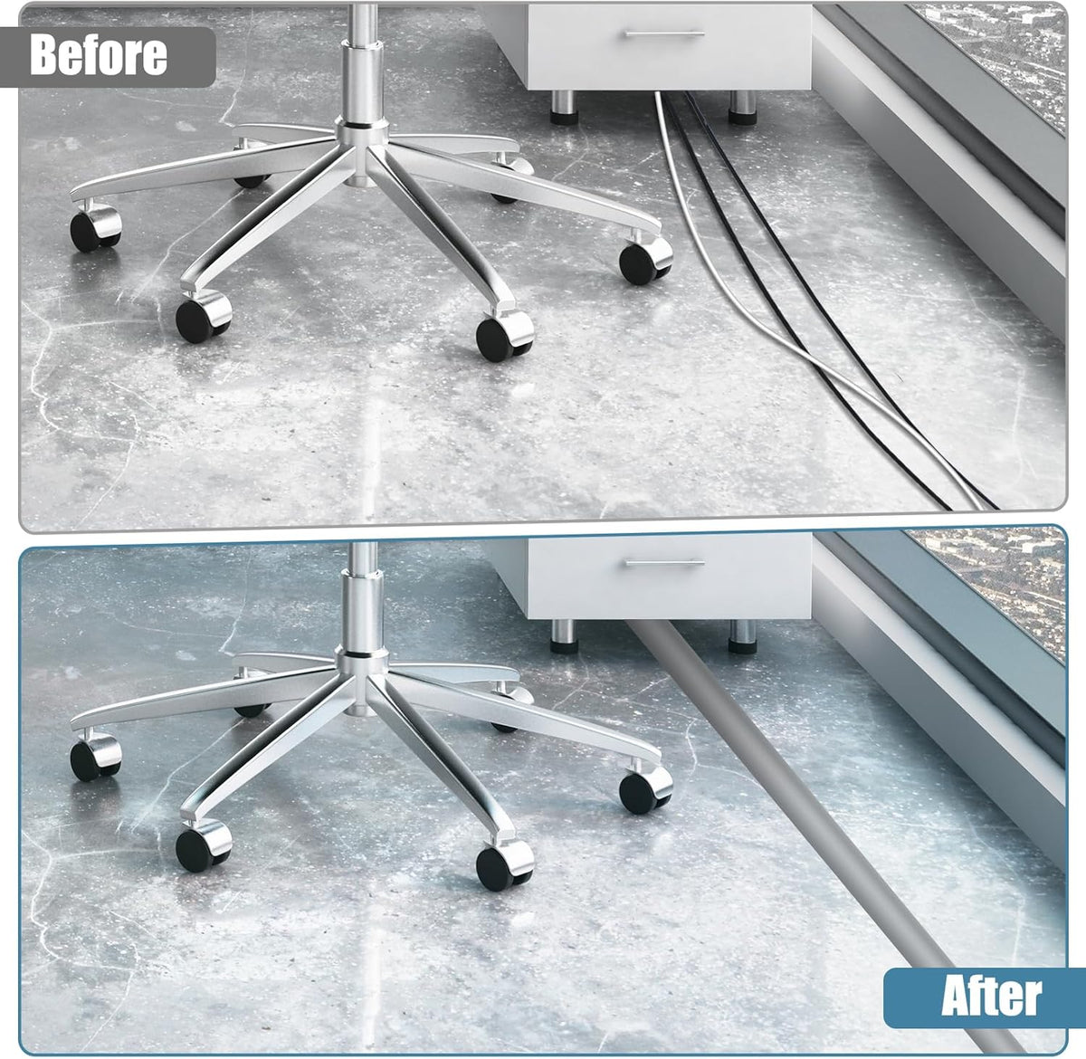 Floor Cord Covers for Wires 3.3FT Cable Hider Wire Coverr Self Adhesive Cord Hider Floor for Offices, Homes, Workshops, Warehouses Cable Cavity 0.3" W x 0.3" H