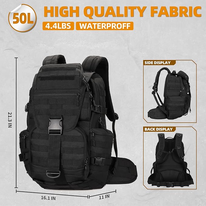 50L Military Tactical Backpack Hiking Waterproof Backpack Large Military Pack 3