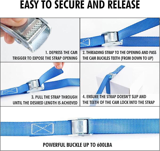 Cartman 1" x 12' Lashing Straps Cargo Tie-Down Strap Up to 600lbs, 8pk in Carry