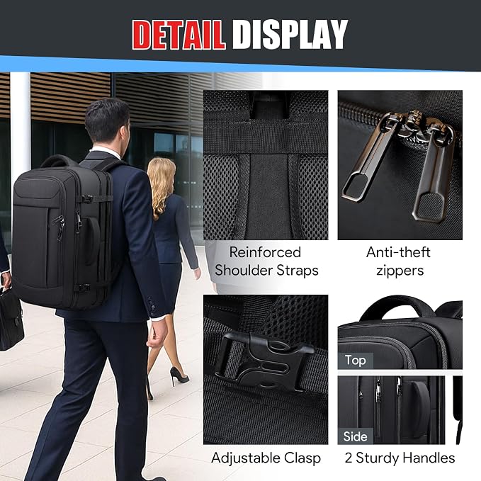 55L Extra Large Travel Backpack, Expandable 50L - 60L Carry On Backpack