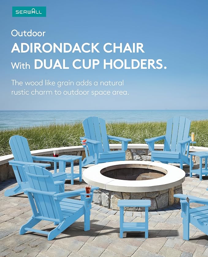 SERWALL Adirondack Chair with Cup Holders