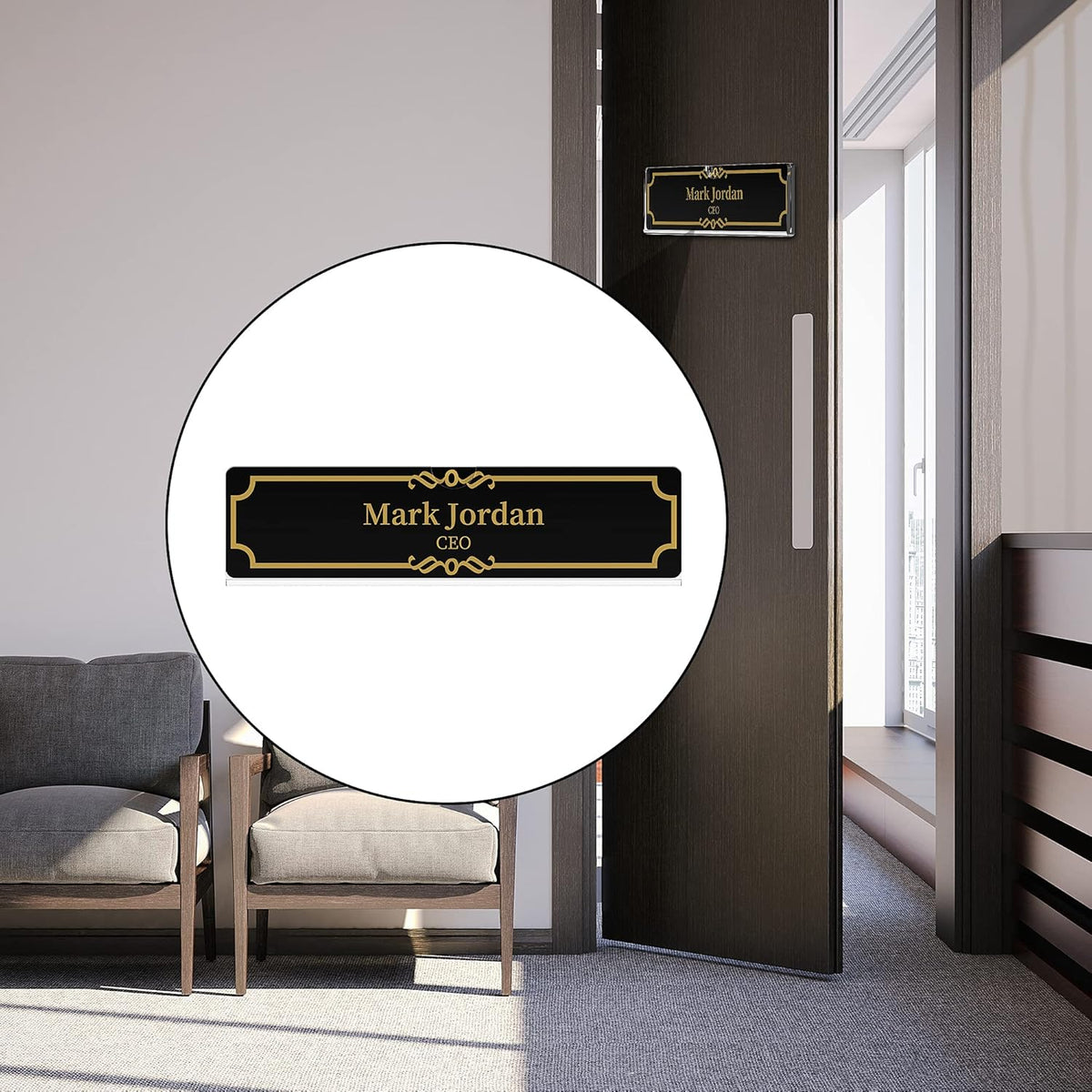 Acrylic Wall Name Plate Holder, Door Plate with Adhesive Tapes, Clear Sign Holder Frame, 2"x8", 5 Pack