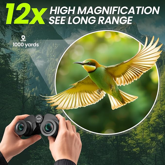 Occer 12x32 Compact Binoculars for Adults High Powered, Large Eyepiece