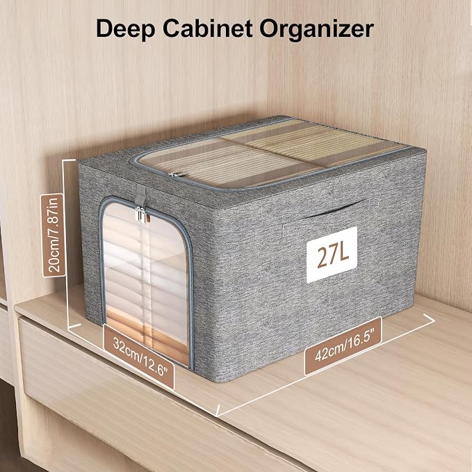 GoMaihe Clothes Storage Bins Metal Frame: 6-Pack Compact Stackable Closet