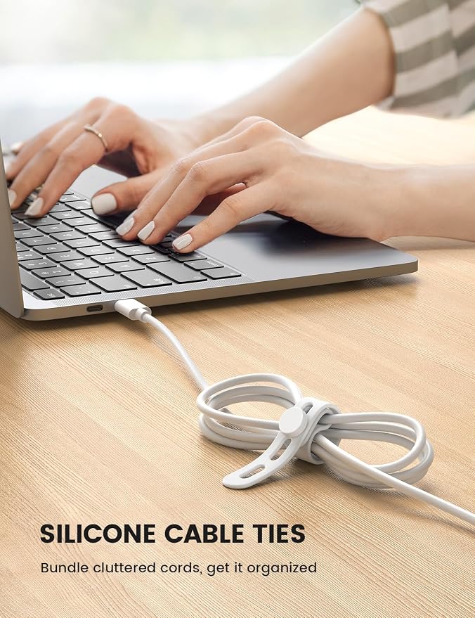 10Pack Silicone Cable Ties Cord Organizer