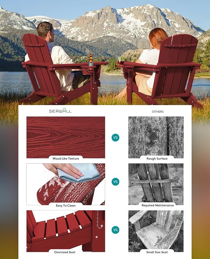 SERWALL Adirondack Chair with Cup Holders
