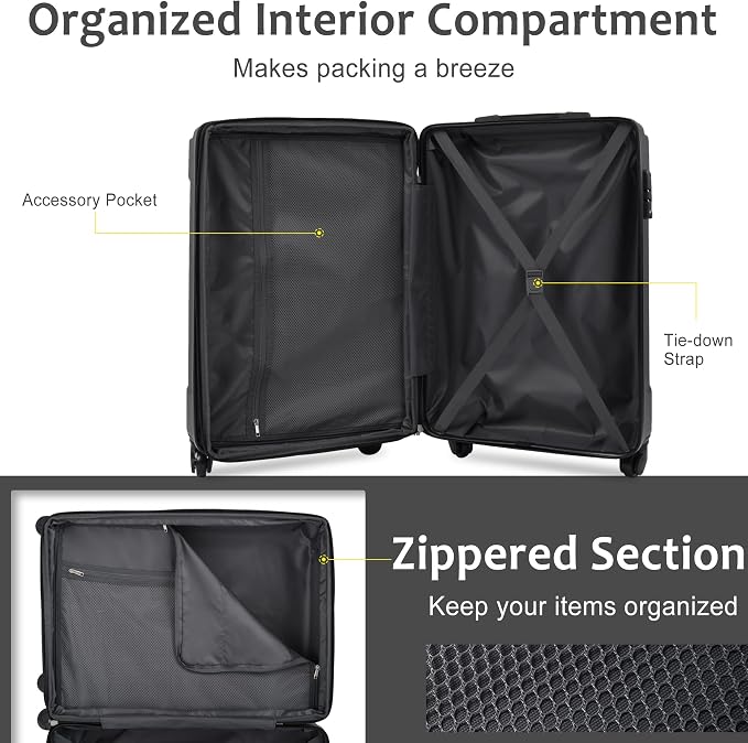 Merax 20 Inch Carry On Luggage Airline Approved, Hardshell ABS Suitcase