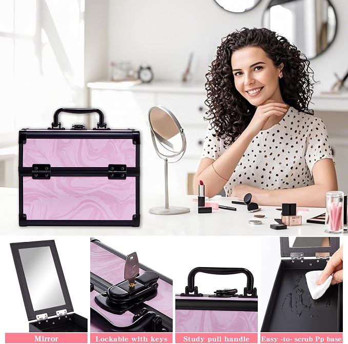 Makeup Train Case, Portable Makeup Case
