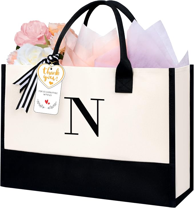 BAGAIL Initial Tote Bag, Personalized Birthday Gifts