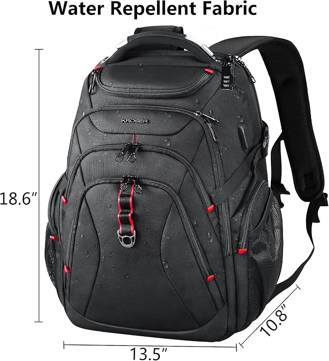 KROSER Travel Laptop Backpack 17.3 Inch XL Computer Backpack