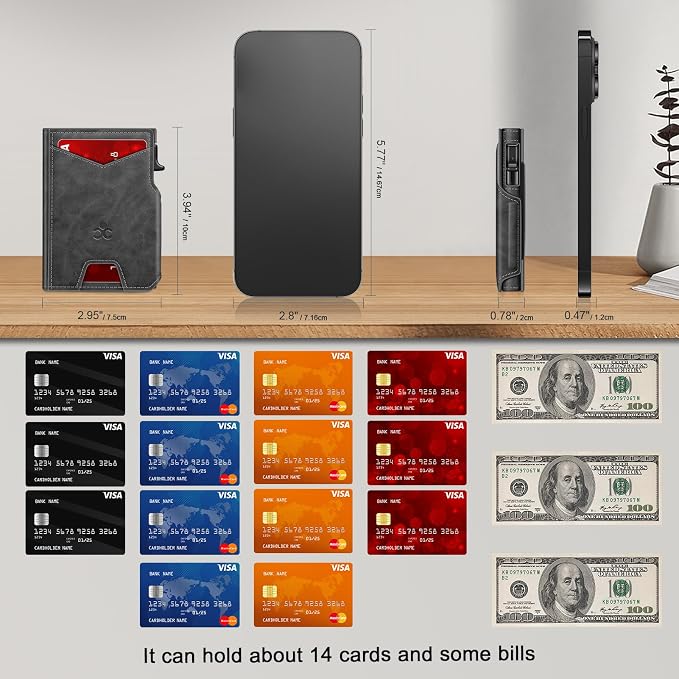 Wallet for Men Wallet with Slim Pop Up Card Holder 9-13 Cards, Bifold
