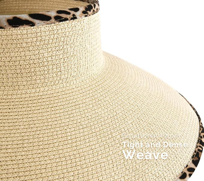 Camptrace Sun Visors for Women Wide Brim Beach Hat Foldable Straw Visor Hat