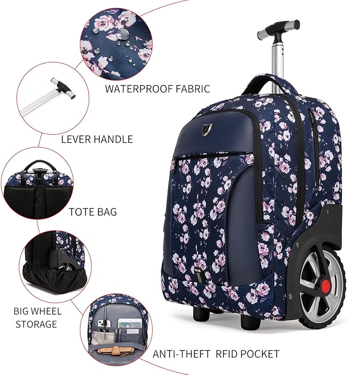 Rolling Backpack, Waterproof Backpack