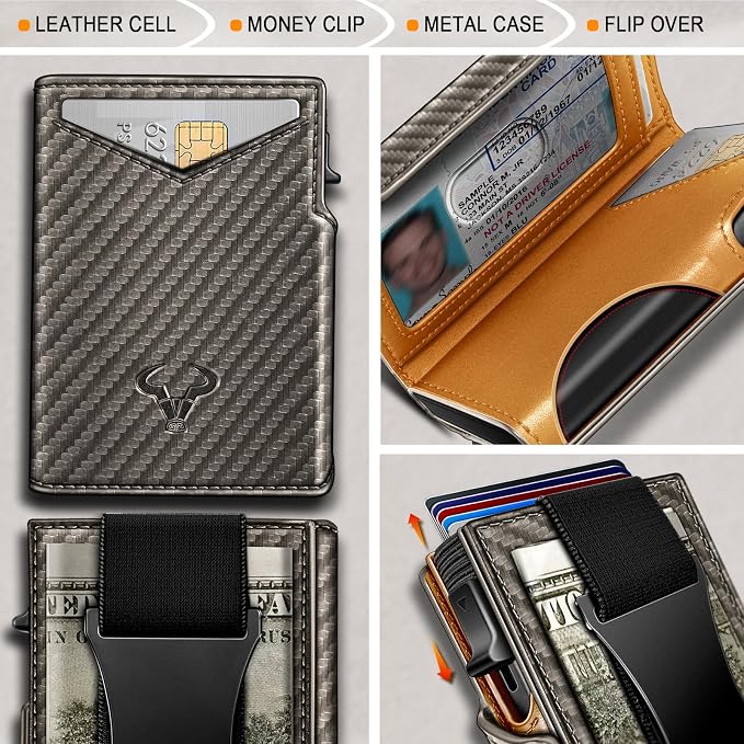 BULLIANT Men Wallet Gift Boxed, Slim Front Pocket Wallet Money Clip Card Holder