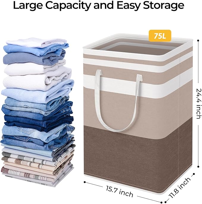 HomeHacks 2-Pack Large Laundry Basket, Waterproof, Freestanding Laundry Hamper