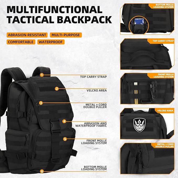 50L Military Tactical Backpack Hiking Waterproof Backpack Large Military Pack 3