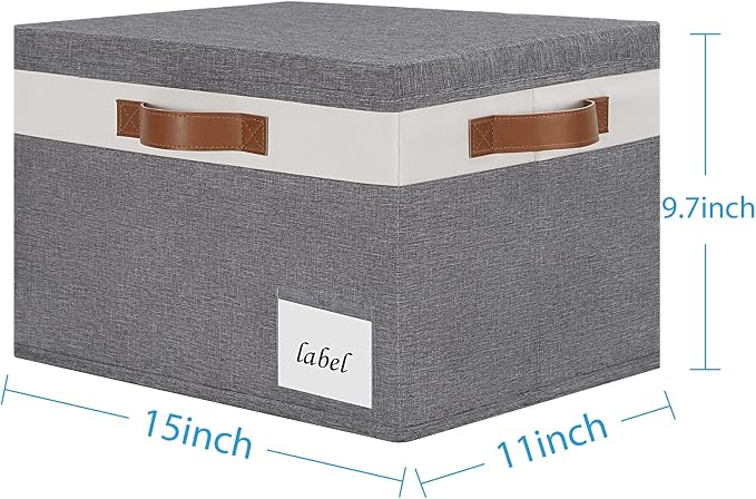 Large Storage Bins with Lids, Foldable Fabric Storage Baskets with Lids