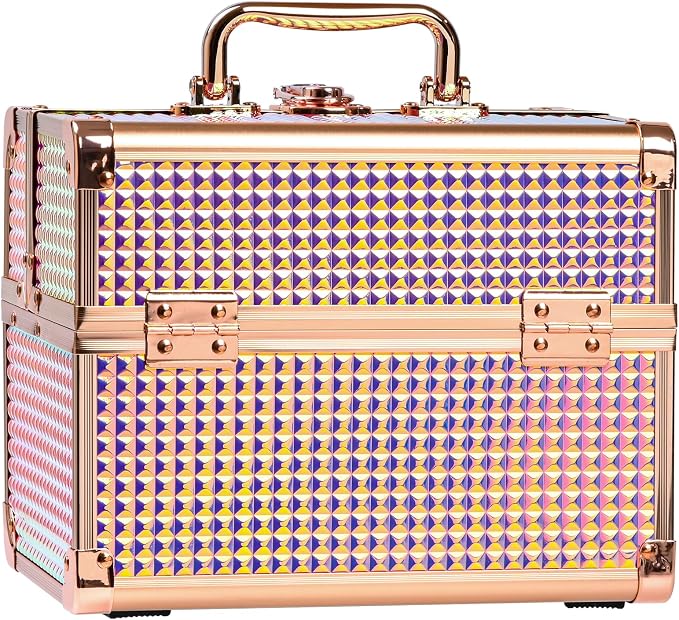 Makeup Case Organizer, Makeup Train Case, Trays Cosmetic Box Portable,