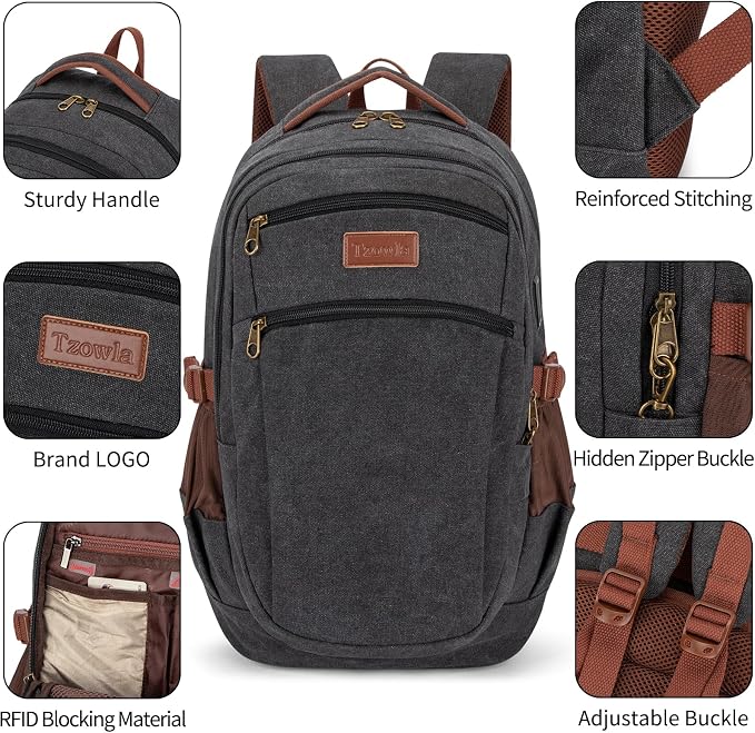 Tzowla Vintage Canvas Laptop Backpack
